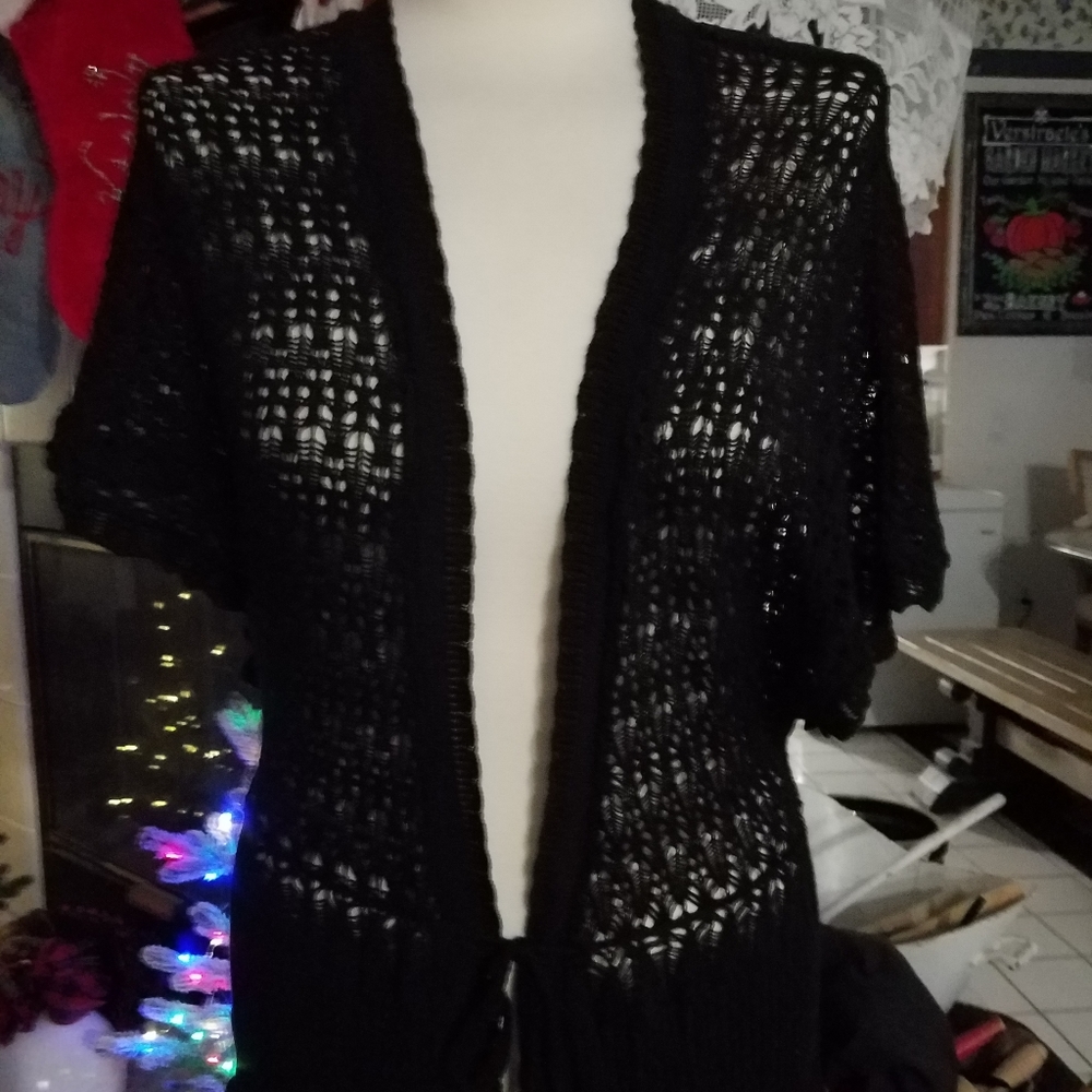Vintage 90's Faded Glory black crochet cover up size 8/10